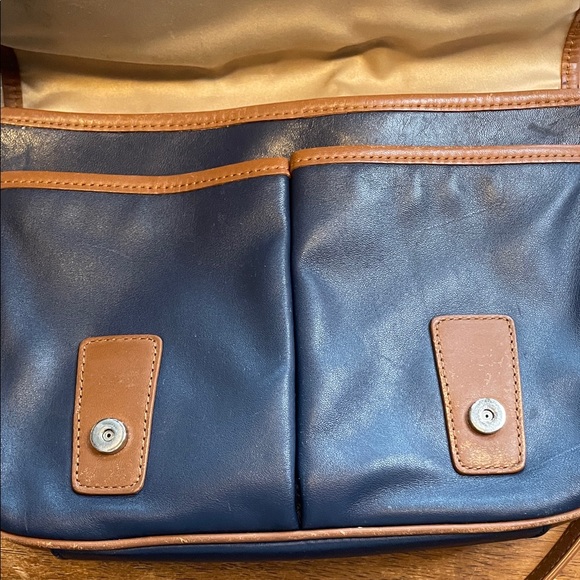 Coach Cream, Blue, and Brown Leather Crossbody Bag - Picture 14 of 16